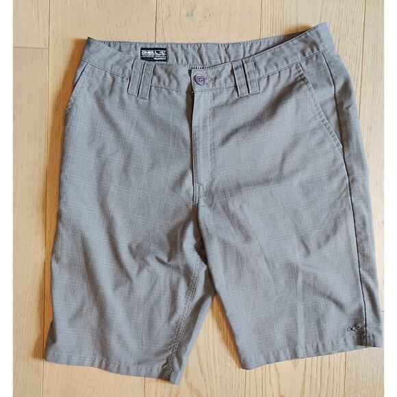 O'Neill Men's Shorts Size 32 Black Delta Plaid Relaxed Fit 11" Inseam Logo Embro - Picture 1 of 7